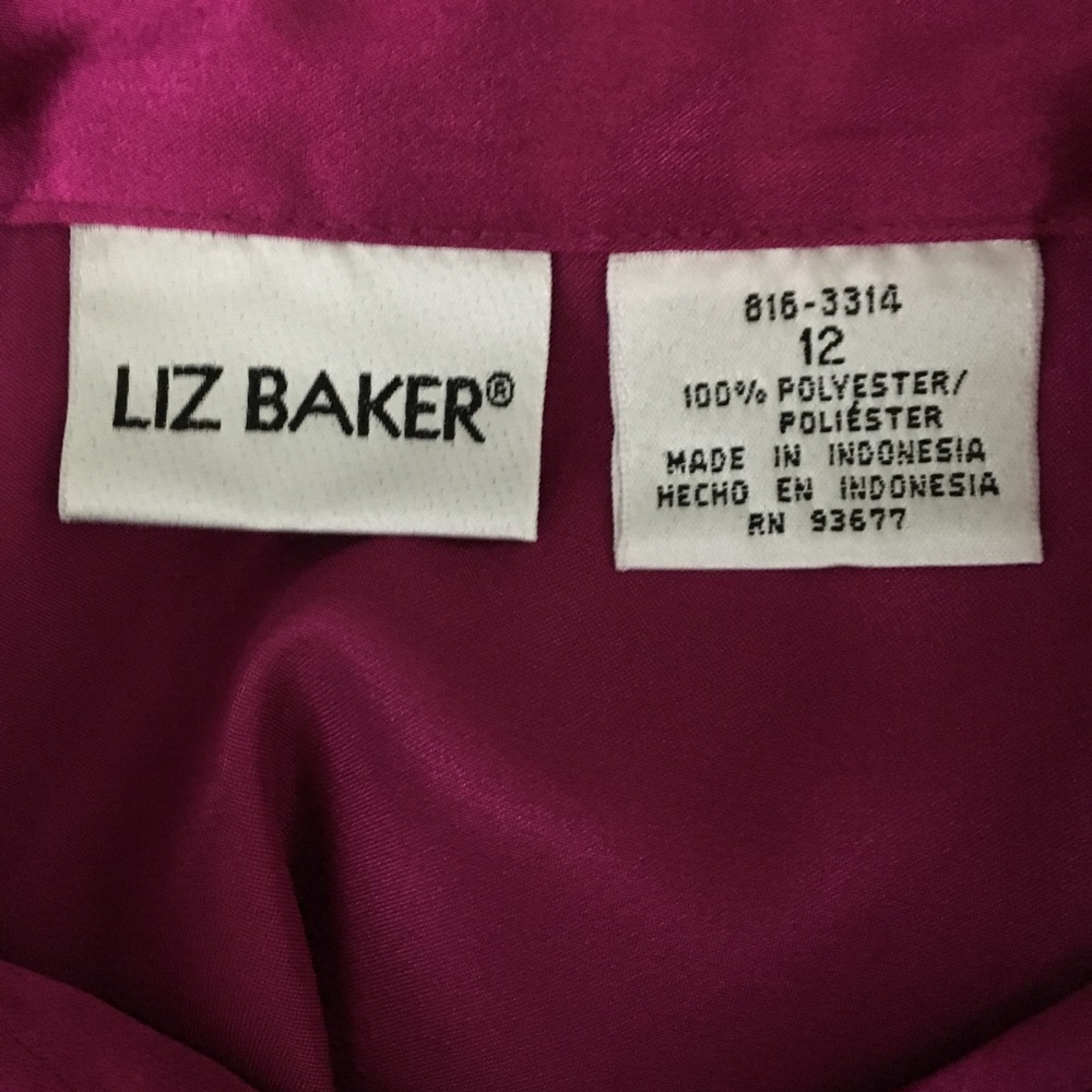 Liz Baker Fuchsia Satin Button-Up Blouse - Picture 8 of 8